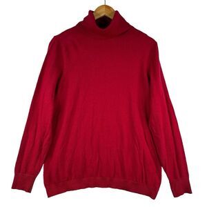 Sarah Spencer Womens Sweater 2X Red 100% Italian Merino Wool Turtleneck Pullover